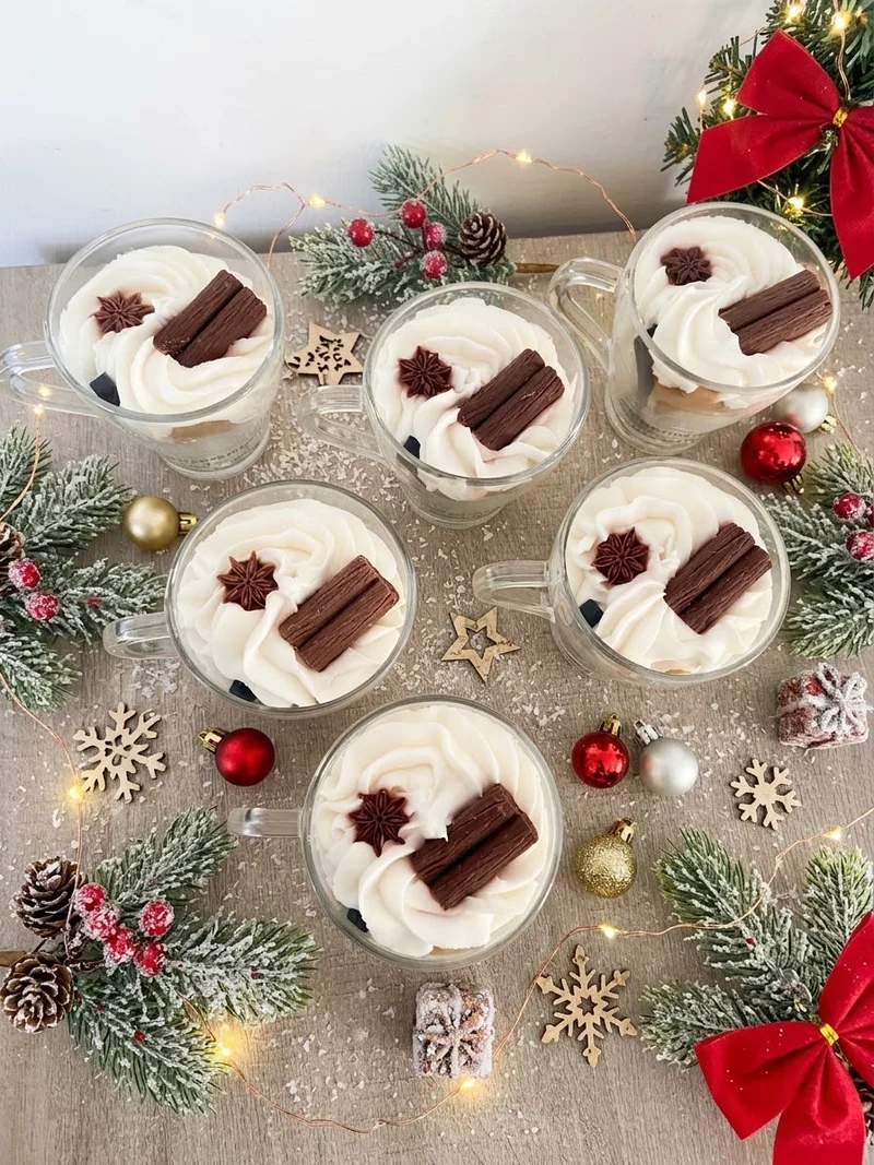 Bougie gourmande parfumée thé chai latte Bougie chantilly Bougie artisanale Bougie végétale Idée cadeau noel