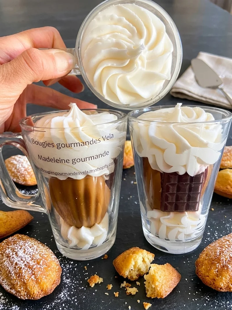 Bougie gourmande parfum madeleine gourmande Bougie chantilly Bougie végétale Idée cadeau