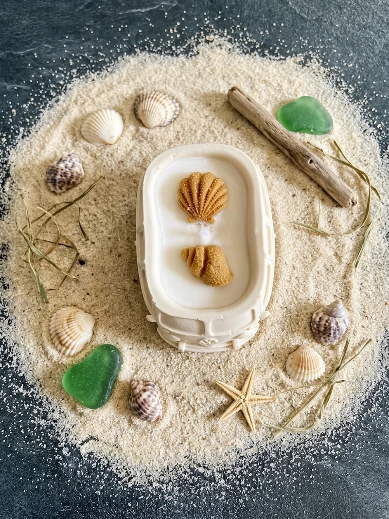 Bougie Jesmonite parfum monoï Bougie végétale Idée cadeau