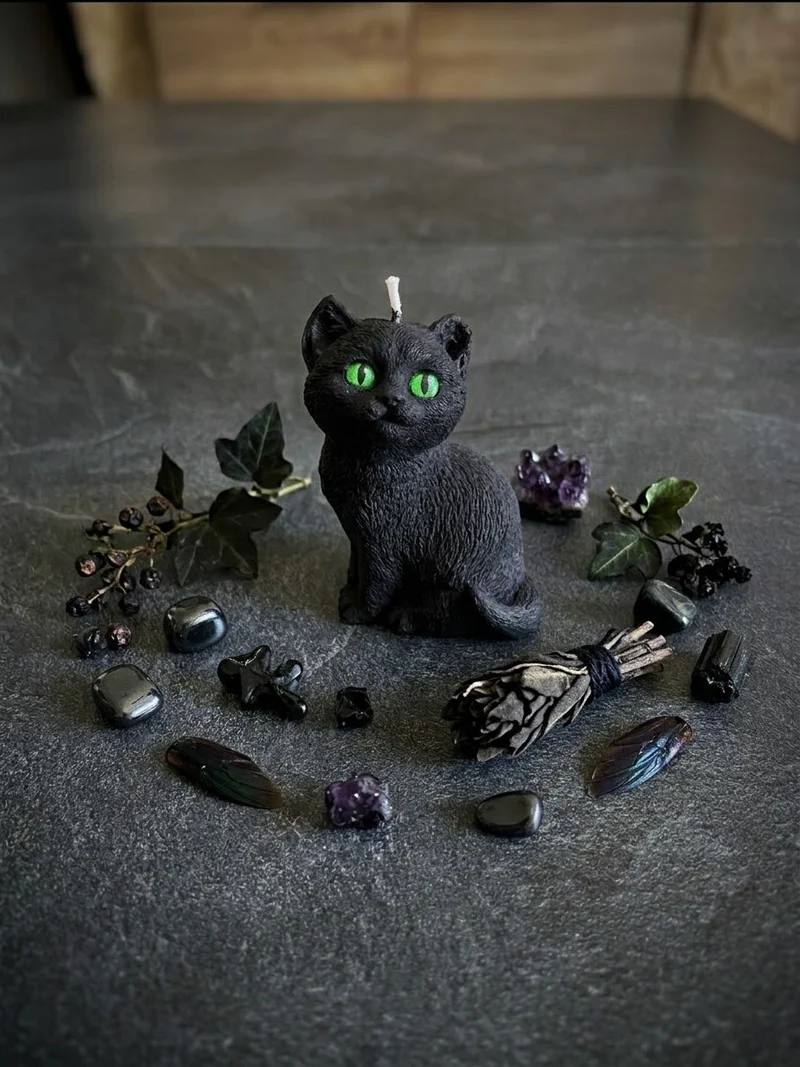 Bougie chat noir Bougie automne Bougie végétale Idée cadeau