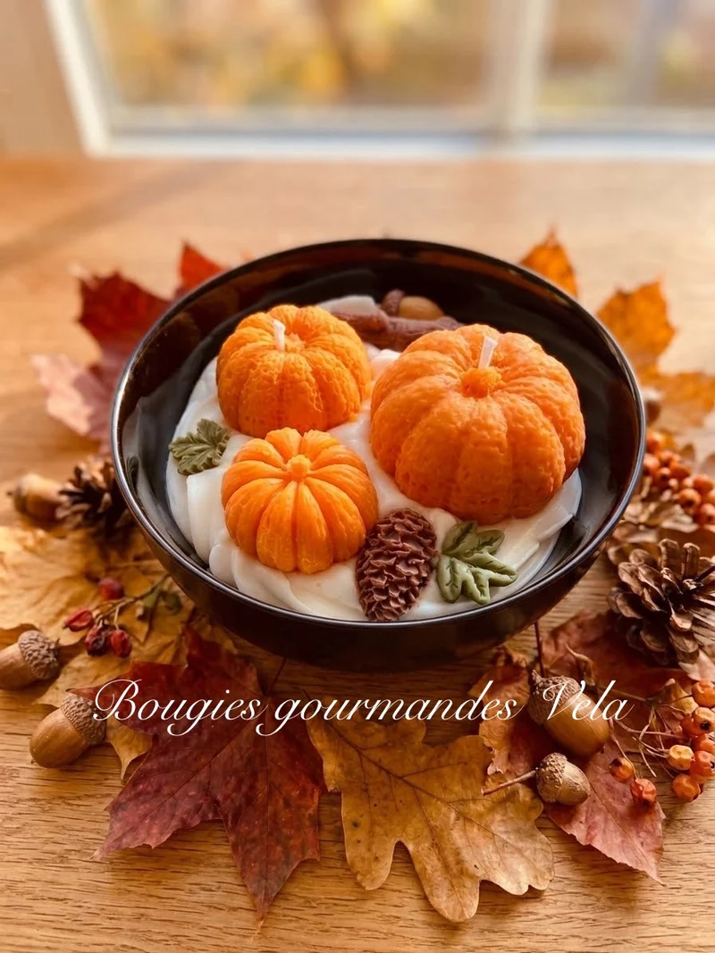 Bougie gourmande automne citrouille Bougie parfumée pumpkin spice Bougie chantilly Bougie végétale Idée cadeau
