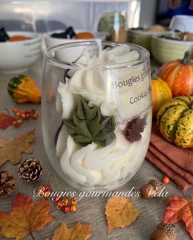 Bougie gourmande automne chat noir Bougie parfumée cookie chocolat Bougie chantilly Bougie végétale Idée cadeau