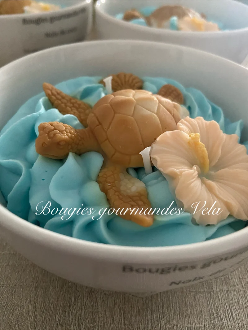 Bougie gourmande tortue Bougie parfumée noix de coco Bougie chantilly Bougie artisanale Bougie végétale Idée cadeau