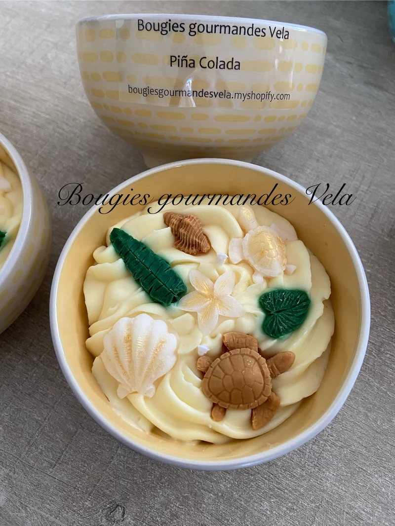 Bougie gourmande piña colada Bougie parfumée Bougie chantilly Bougie artisanale Bougie végétale Idée cadeau