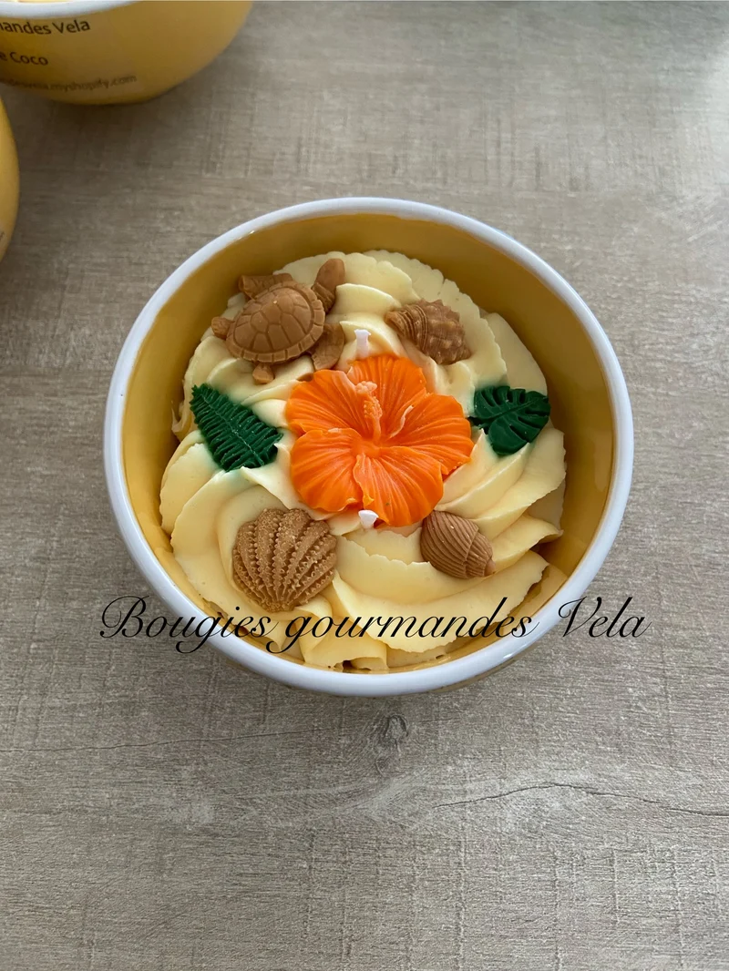 Bougie gourmande mangue coco Bougie parfumée Bougie chantilly Bougie artisanale Bougie végétale Idée cadeau