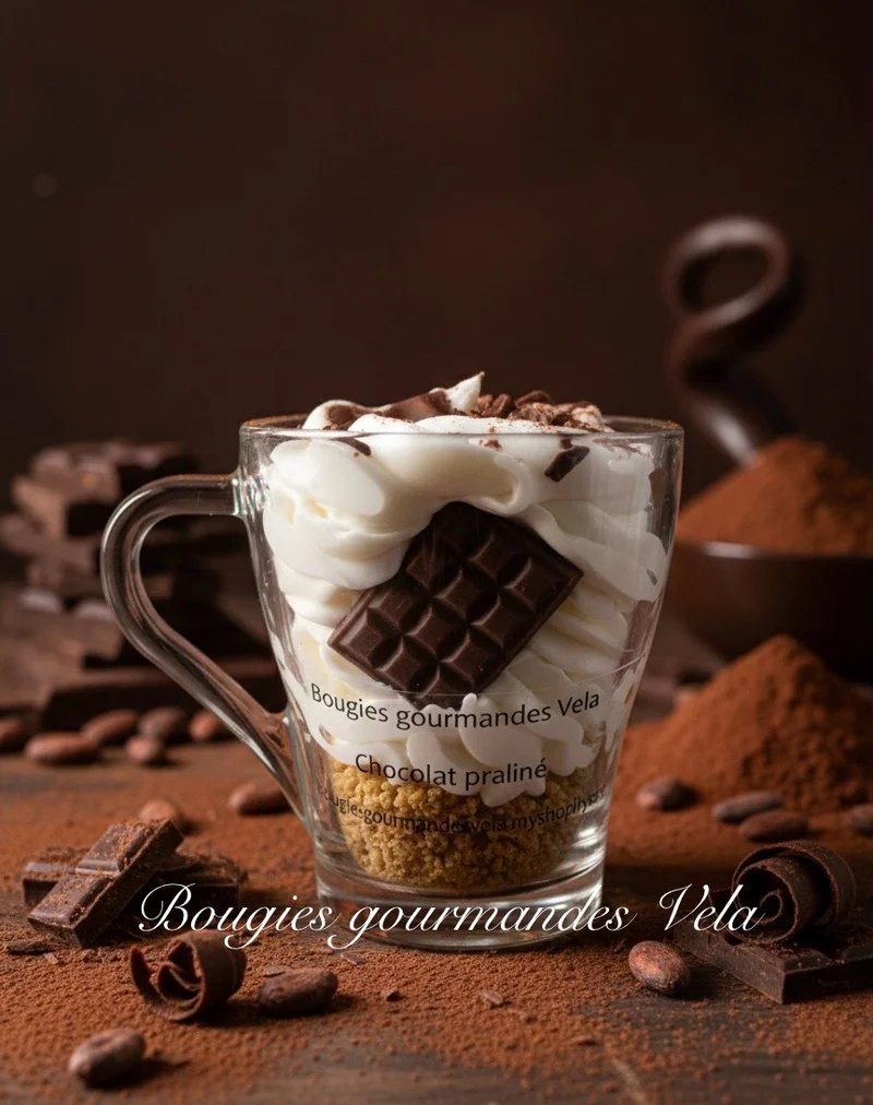 Coffret 2 bougies gourmandes parfum fruits rouges parfum chocolat praliné Bougie chantilly Bougie artisanale Bougie végétale Idée cadeau