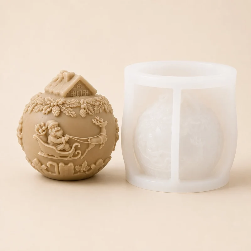 Stampo in Silicone Pallina di Natale - Babbo Natale sulla Slitta