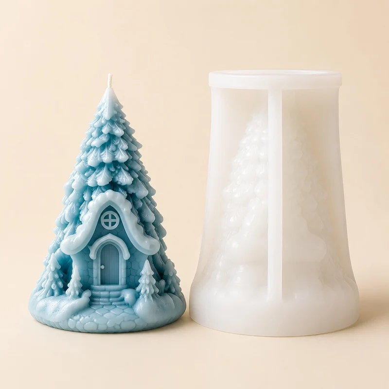 Stampo in Silicone Albero di Natale con Casetta