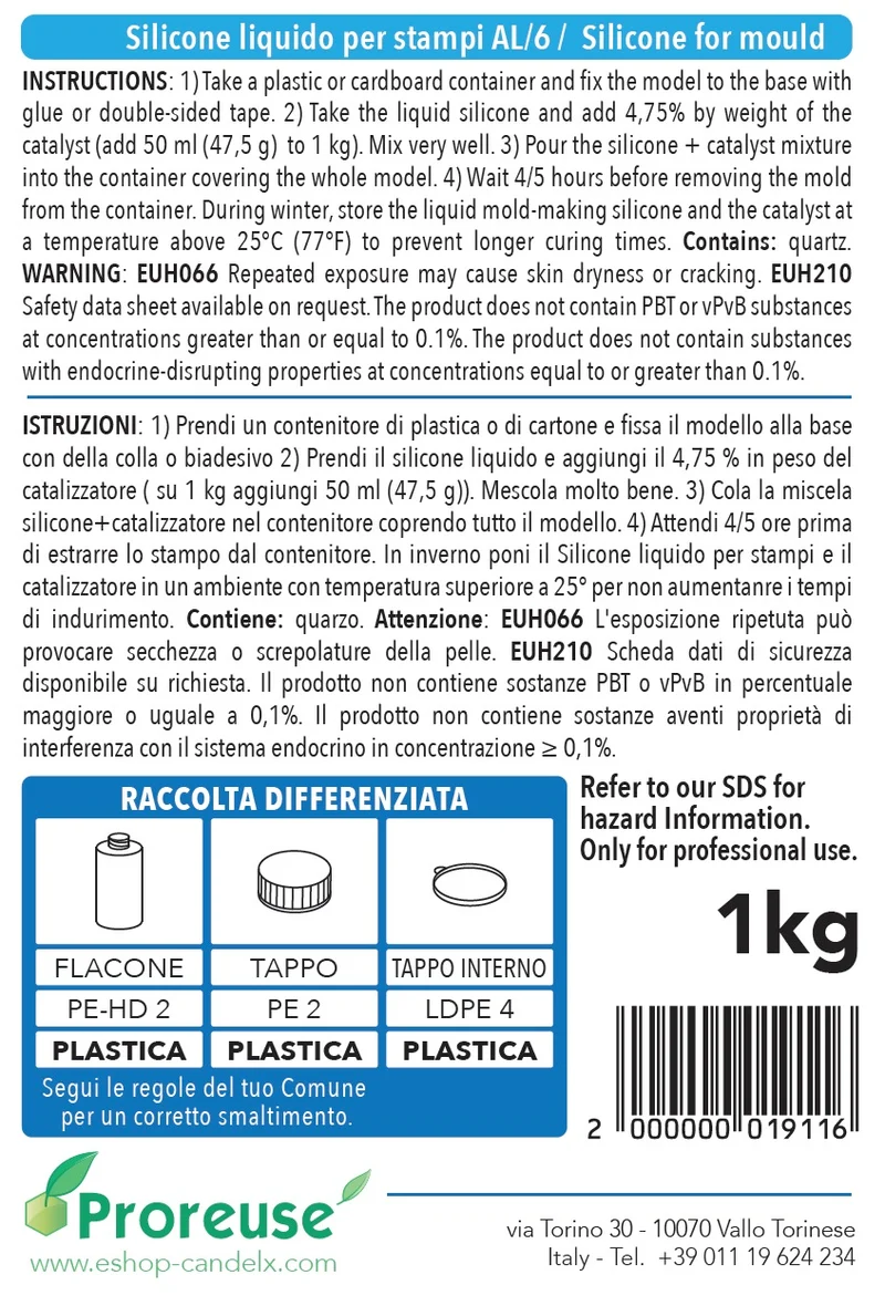 Gomma siliconica liquida per stampi per candele – TFR - 1 Kg