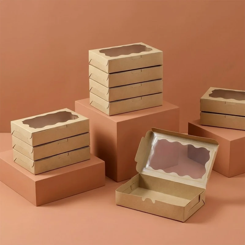 Boîte cadeau avec fenêtre décorative - Lot de 10