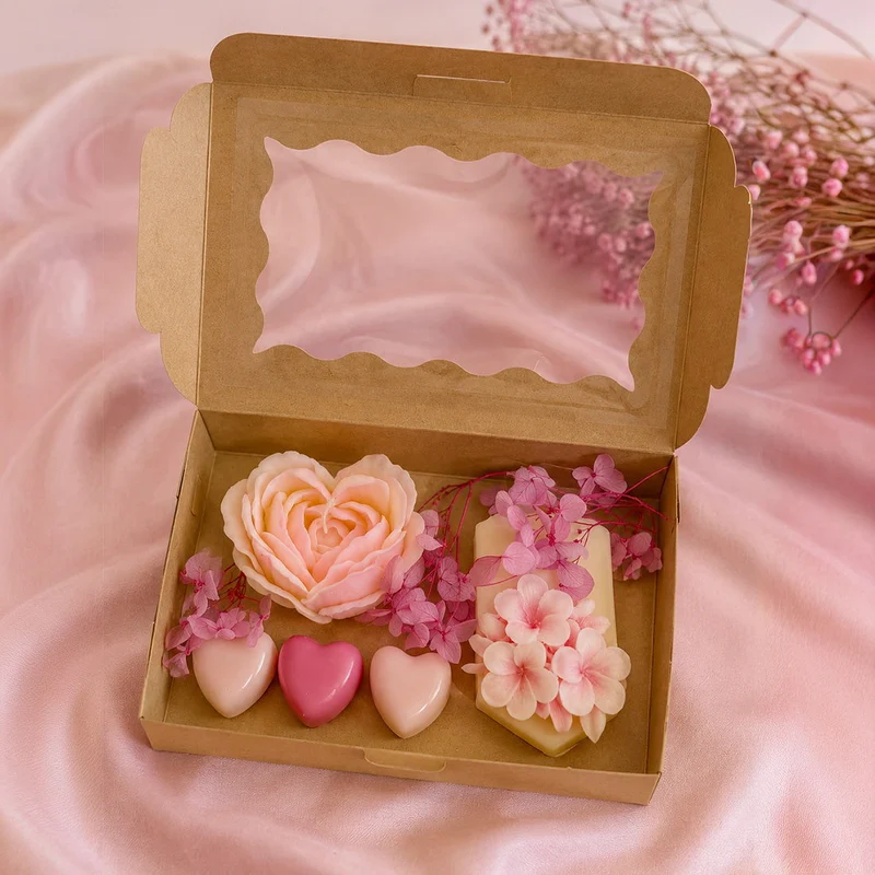 Boîte cadeau avec fenêtre décorative - Lot de 10