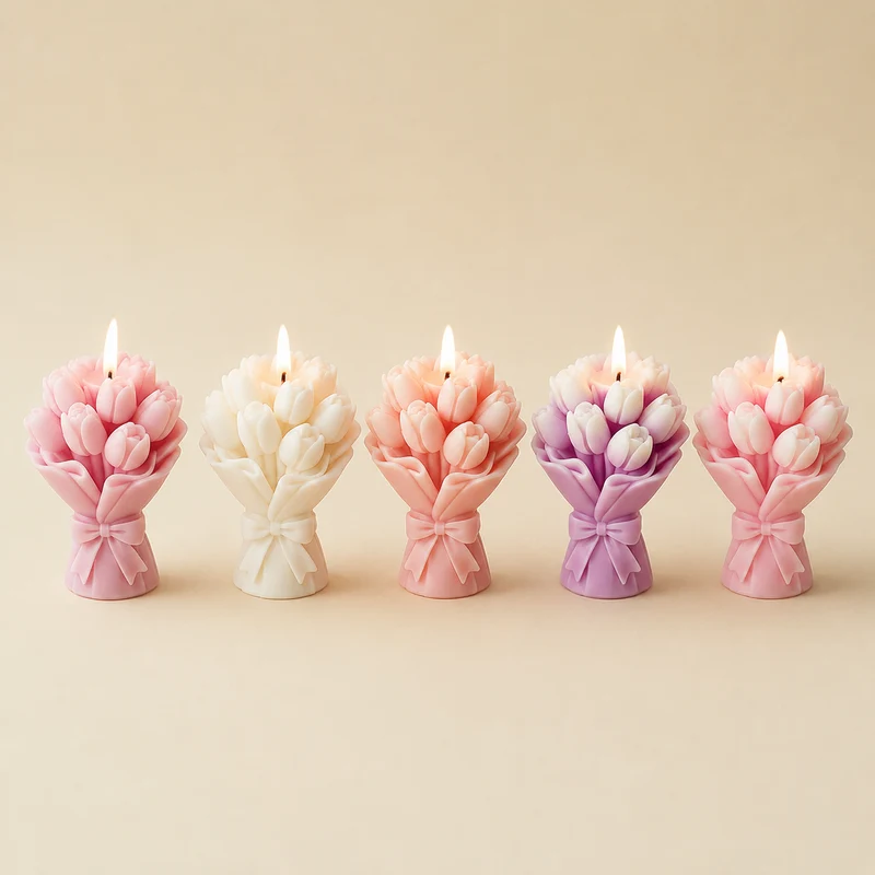 Stampo in Silicone Mazzo di Tulipani con Fiocco