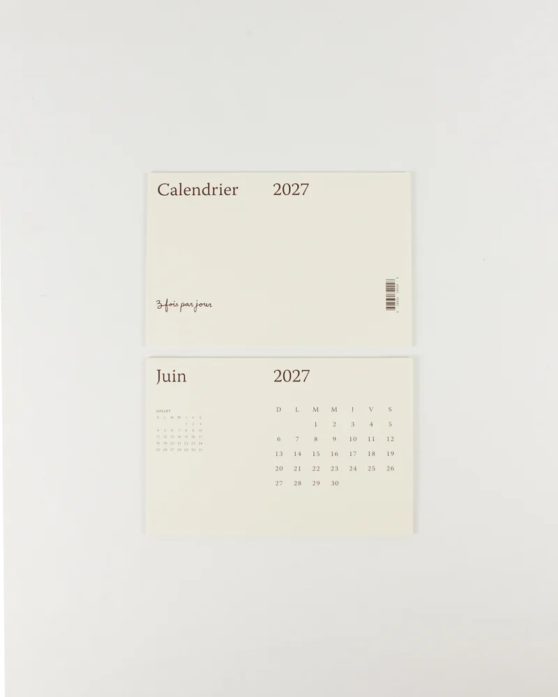 Fiches pour calendrier de bureau — 2027