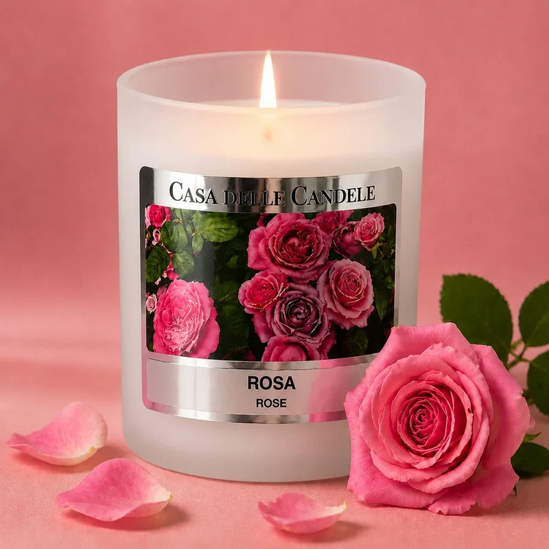 Candela alla Rosa in cera di soia