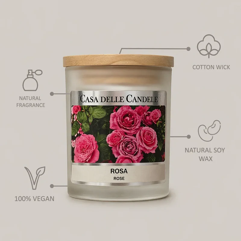 Candela alla Rosa in cera di soia