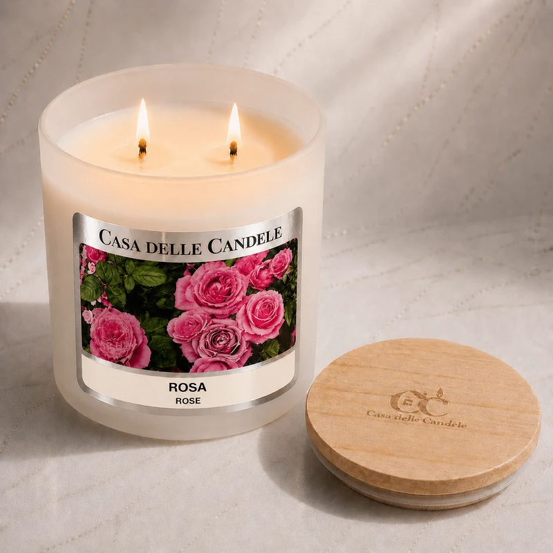Candela alla Rosa in cera di soia