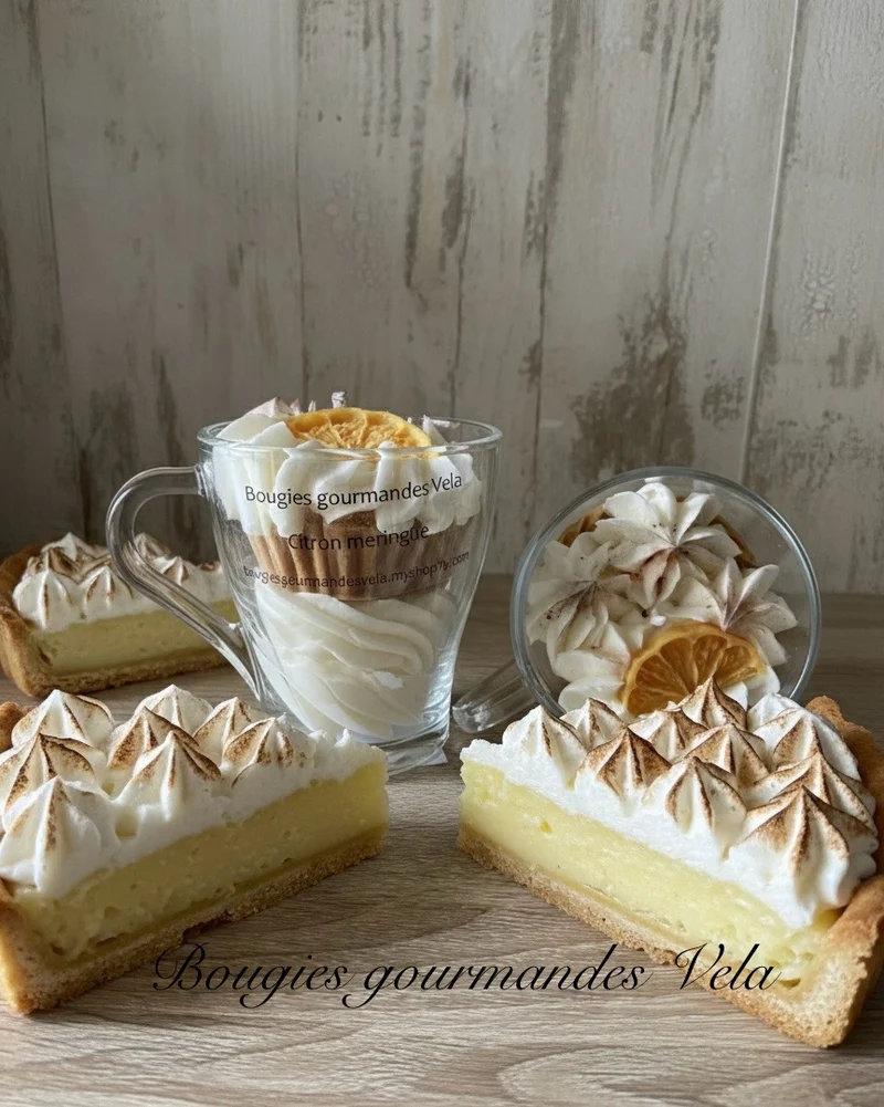 Bougie gourmande Bougie parfumée citron meringué Bougie chantilly Bougie artisanale Bougie végétale Idée cadeau