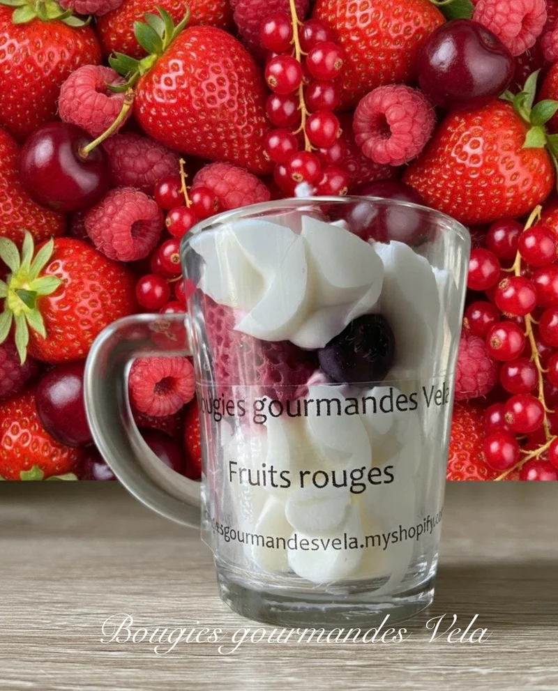 Coffret 2 bougies gourmandes parfum caramel parfum fruits rouges Bougie chantilly Bougie artisanale Bougie végétale Idée cadeau