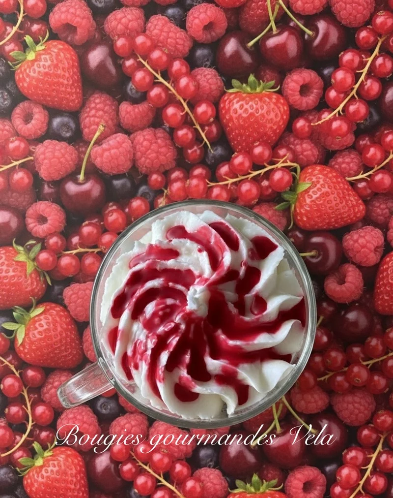 Coffret 2 bougies gourmandes parfum fruits rouges parfum caramel Bougie chantilly Bougie artisanale Bougie végétale Idée cadeau