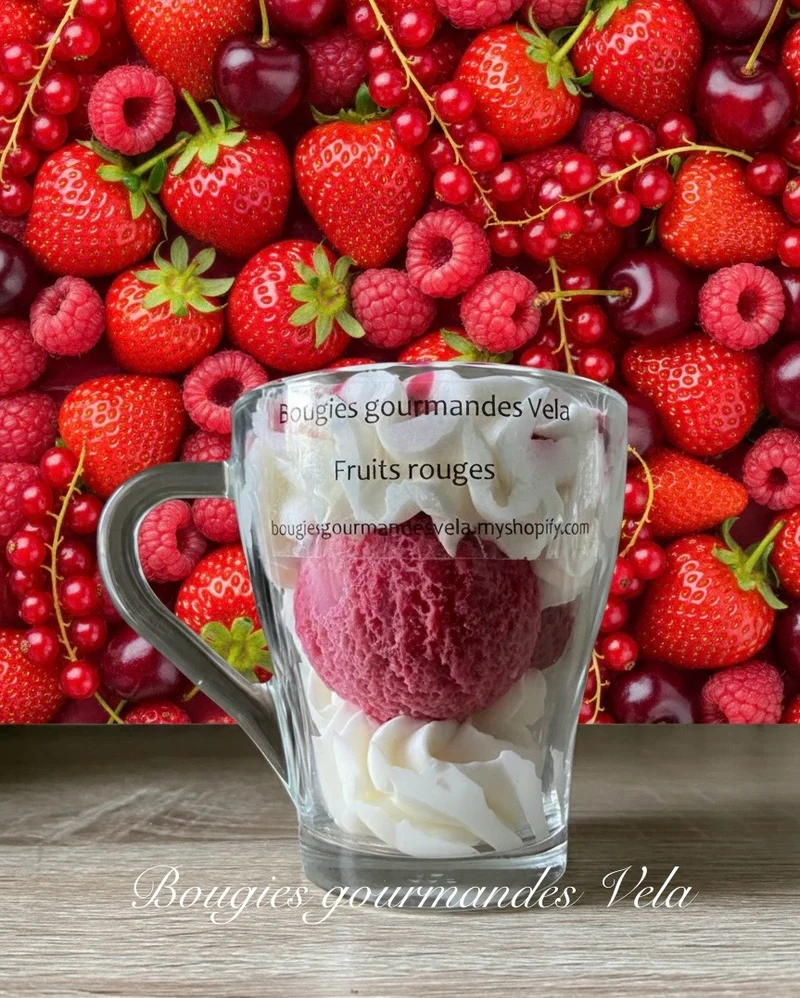Coffret 2 bougies gourmandes parfum fruits rouges parfum caramel Bougie chantilly Bougie artisanale Bougie végétale Idée cadeau