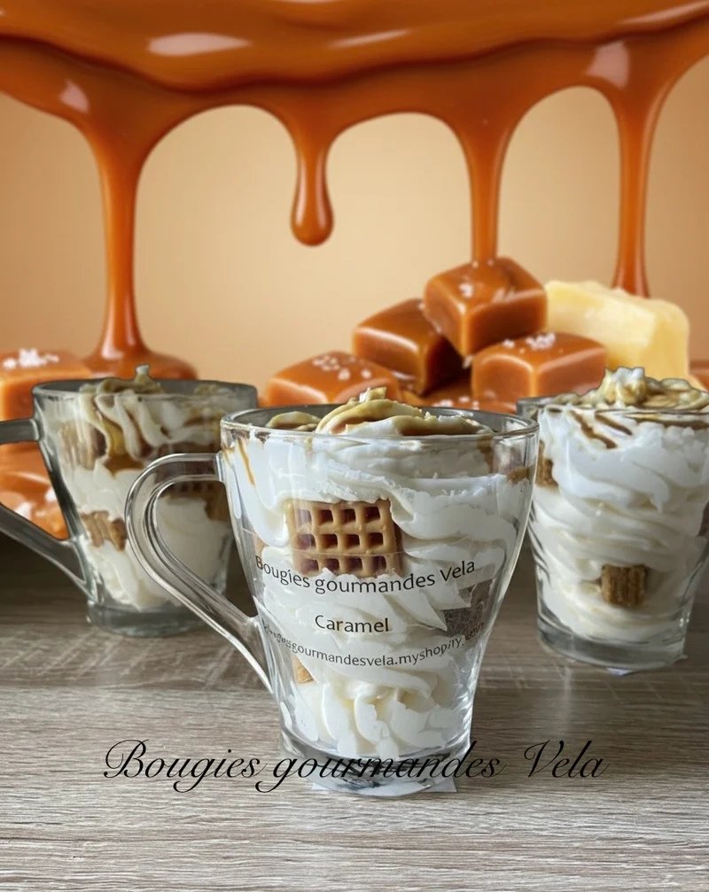 Coffret Je t’aime 2 bougies gourmandes parfum caramel parfum fruits rouges Bougie chantilly Bougie artisanale Bougie végétale Idée cadeau