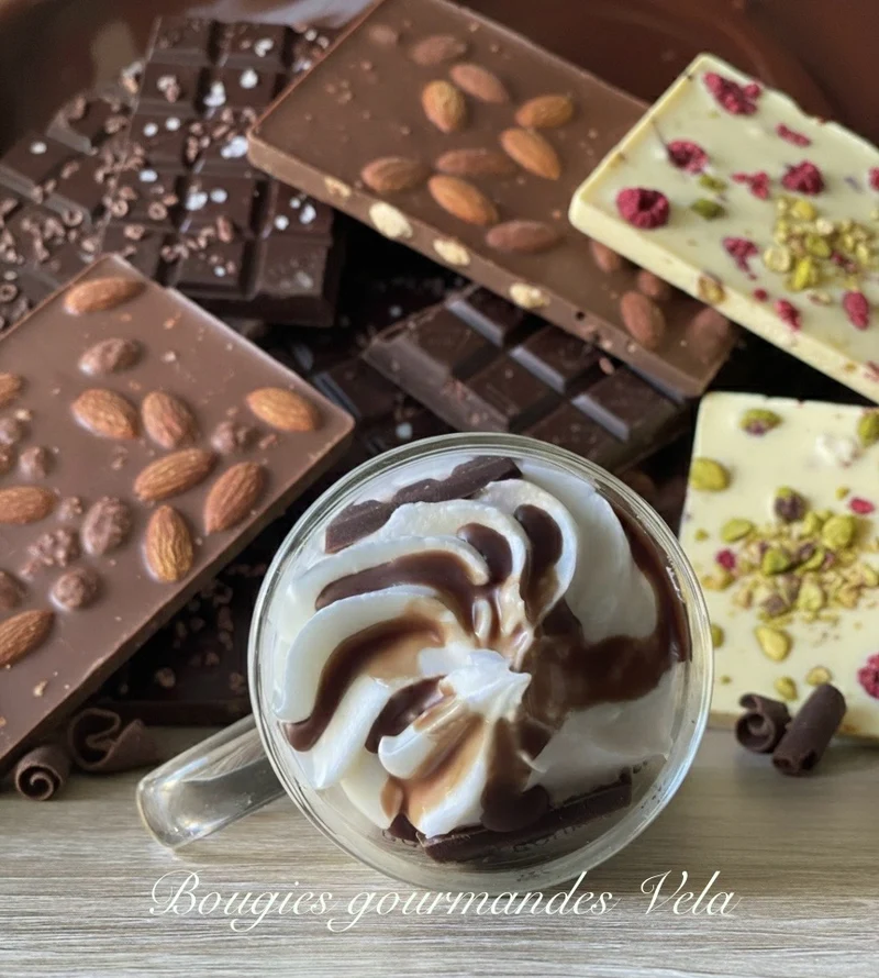 Coffret Je t’aime 2 bougies gourmandes parfum caramel parfum chocolat praliné Bougie chantilly Bougie artisanale Bougie végétale Idée cadeau (Copie)
