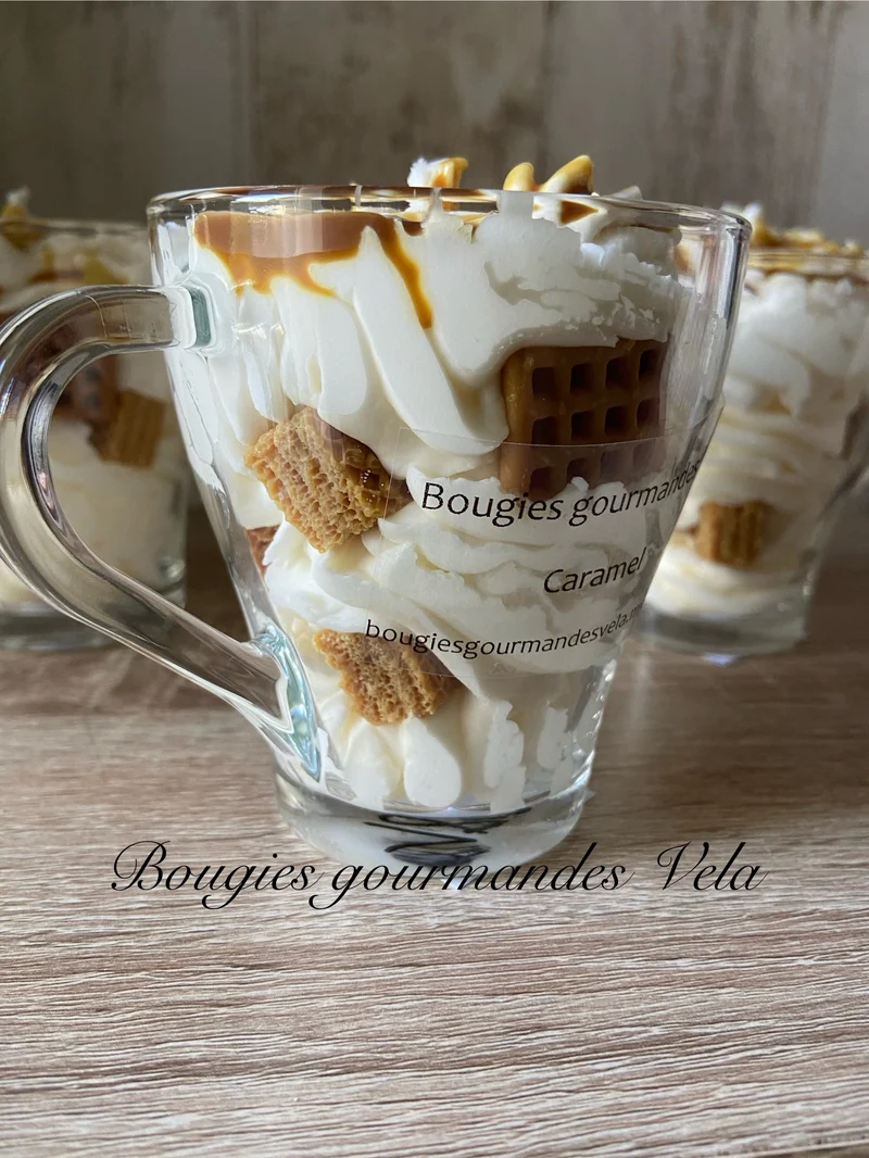 Coffret 2 bougies gourmandes parfum caramel Bougie chantilly Bougie artisanale Bougie végétale Idée cadeau