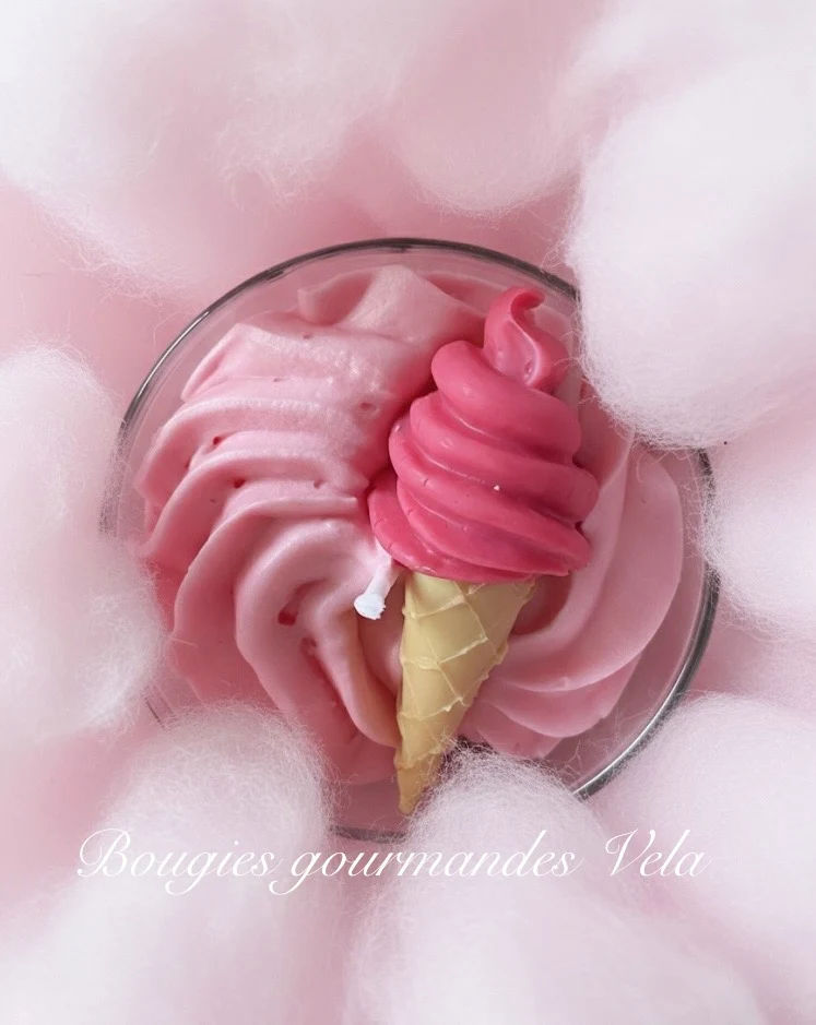 Bougie gourmande Bougie barbe à papa Bougie parfumée barbe à papa Bougie rose Bougie chantilly Bougie artisanale Bougie végétale Idée cadeau