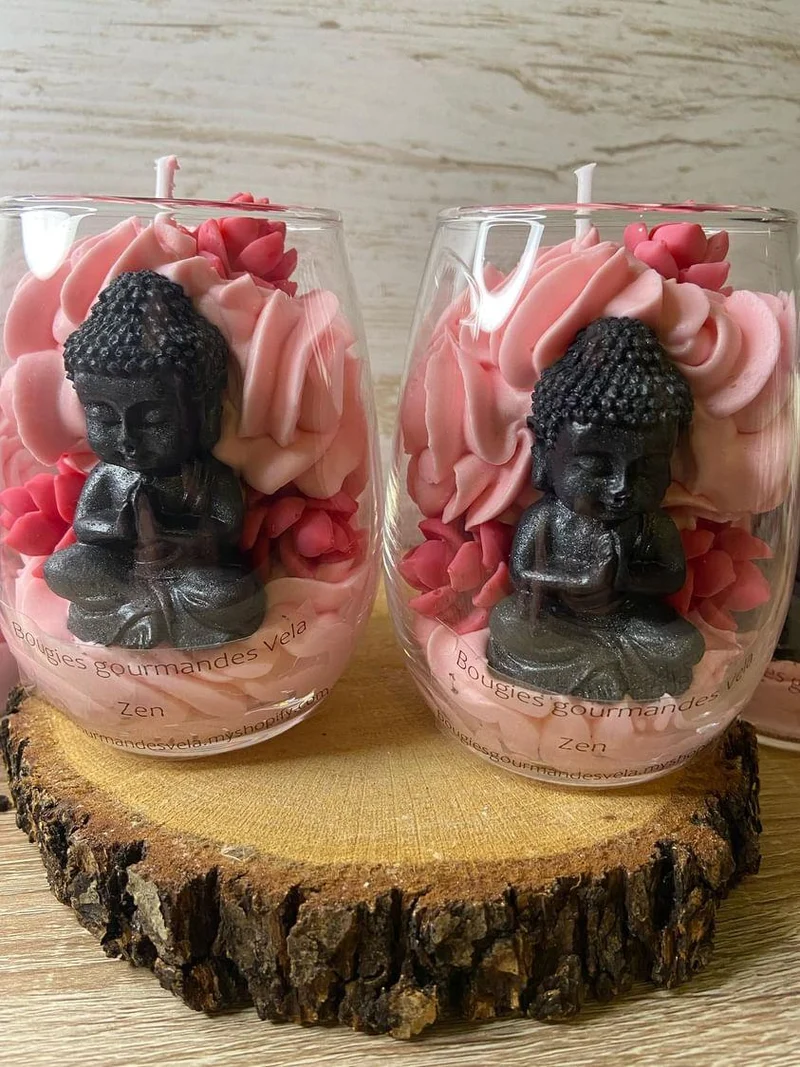 Bougie gourmande Bougie ZEN Bougie bouddha lotus Bougie parfumée nag champa Bougie chantilly Bougie artisanale Bougie végétale Idée cadeau