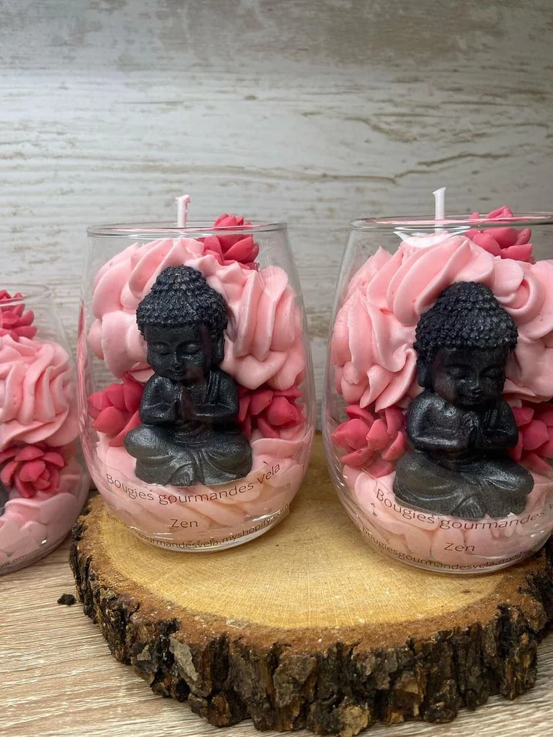 Bougie gourmande Bougie ZEN Bougie bouddha lotus Bougie parfumée nag champa Bougie chantilly Bougie artisanale Bougie végétale Idée cadeau