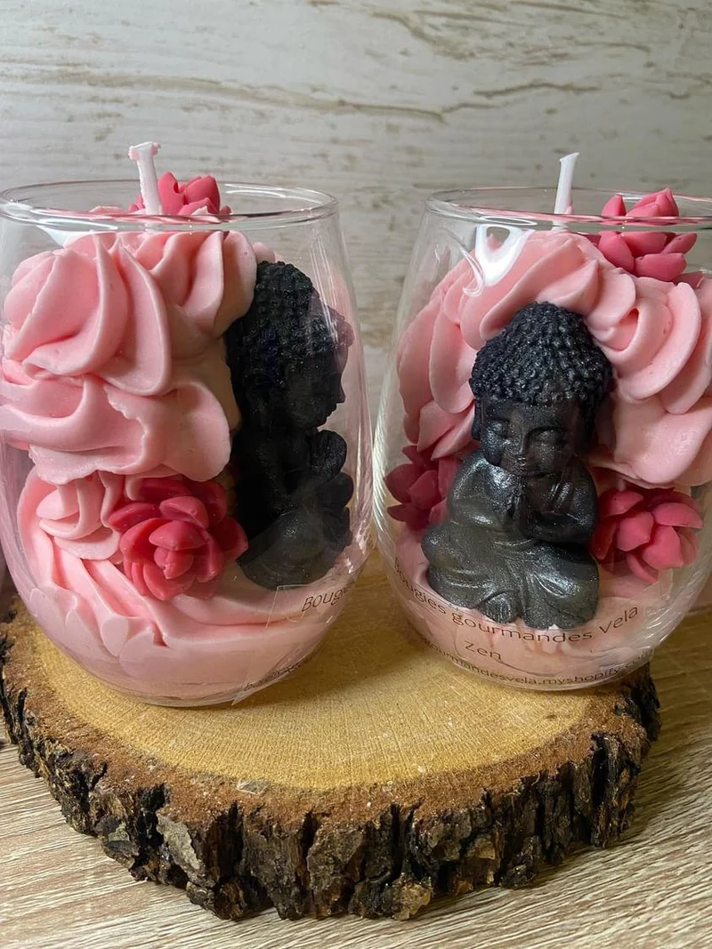 Bougie gourmande Bougie ZEN Bougie bouddha lotus Bougie parfumée nag champa Bougie chantilly Bougie artisanale Bougie végétale Idée cadeau