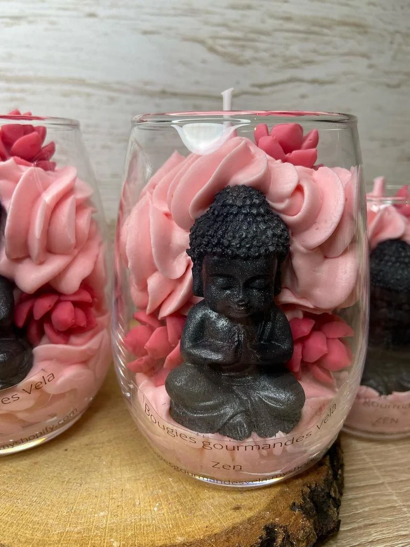 Bougie gourmande Bougie ZEN Bougie bouddha lotus Bougie parfumée nag champa Bougie chantilly Bougie artisanale Bougie végétale Idée cadeau