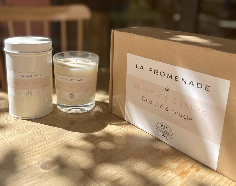 Coffret bougie parfumée et thé Sakura