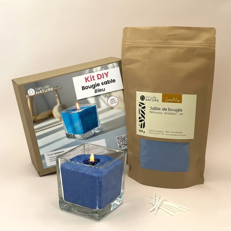 Kit DIY Bougie sable bleu