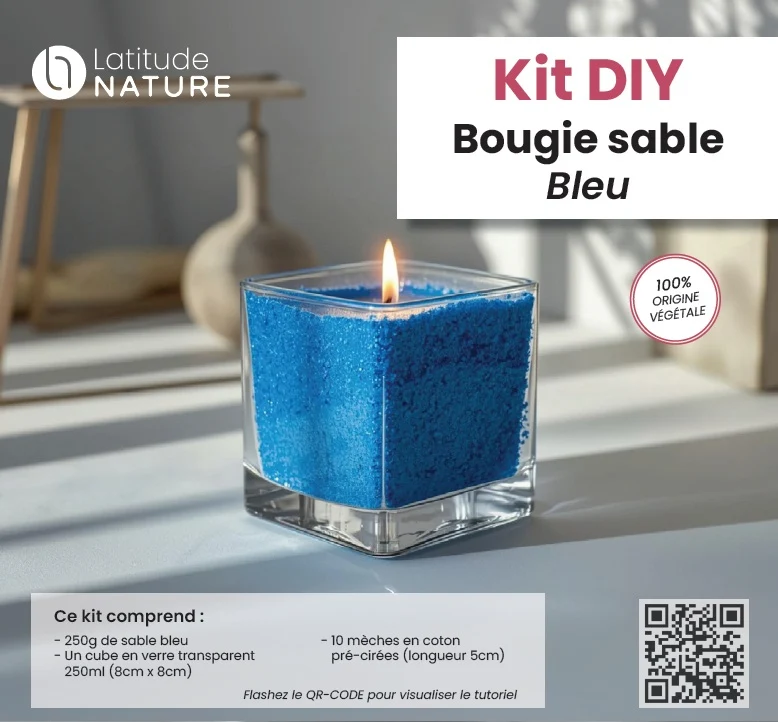 Kit DIY Bougie sable bleu