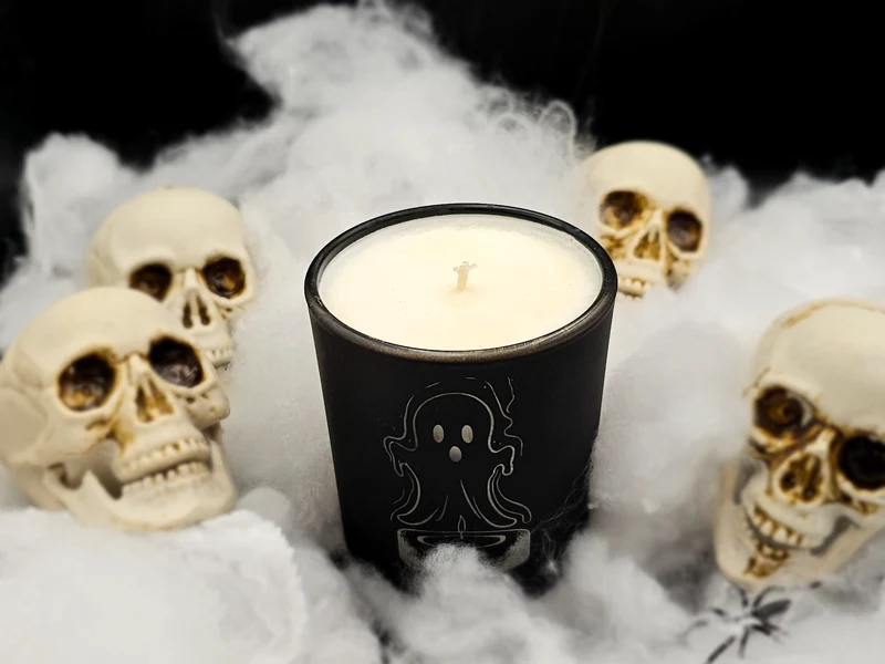 Schwarze Sojawachskerze Halloween – Kürbisduft