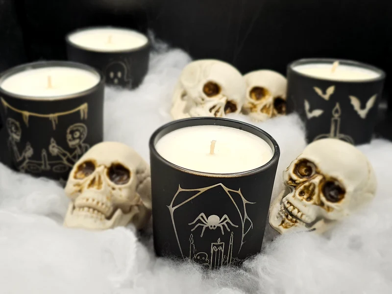 Schwarze Sojawachskerze Halloween – Kürbisduft
