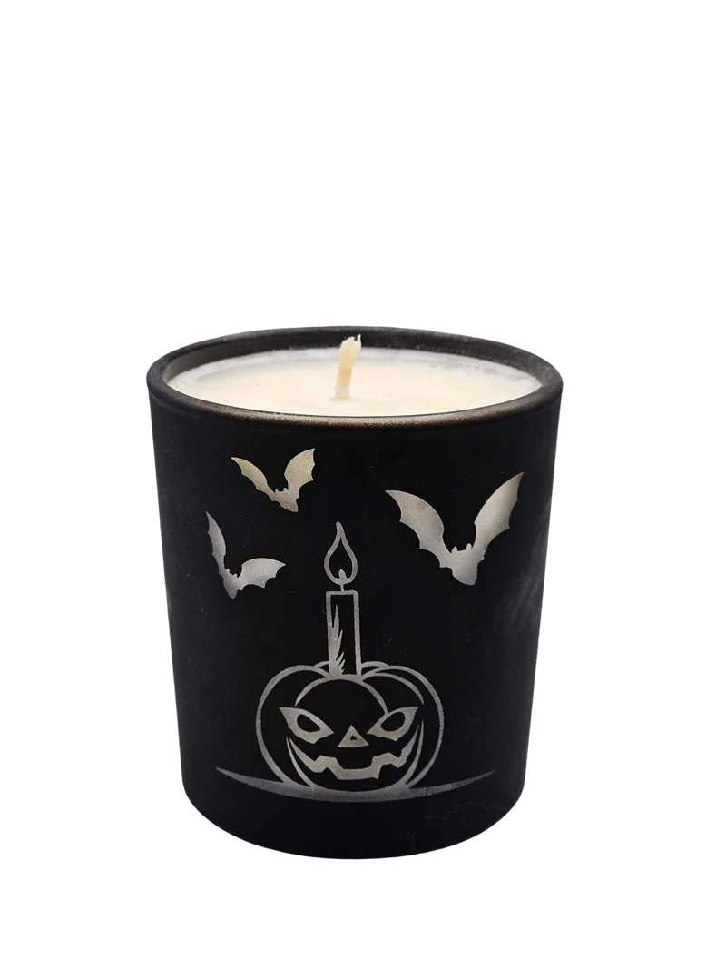 Schwarze Sojawachskerze Halloween – Kürbisduft
