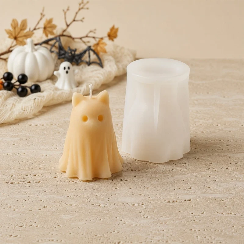 Moule bougie Fantôme chat - Silicone