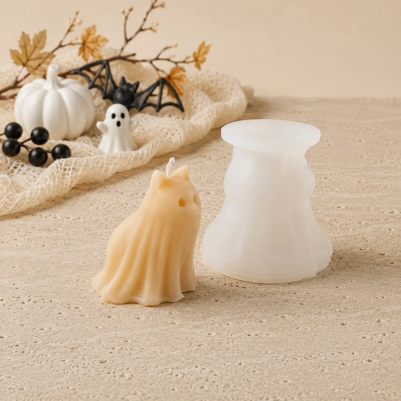 Moule bougie Fantôme chat - Silicone