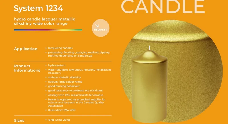 Vernice per candele oro lucido a base acqua