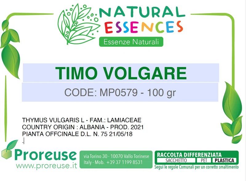 Timo volgare foglie essiccate - 100 gr