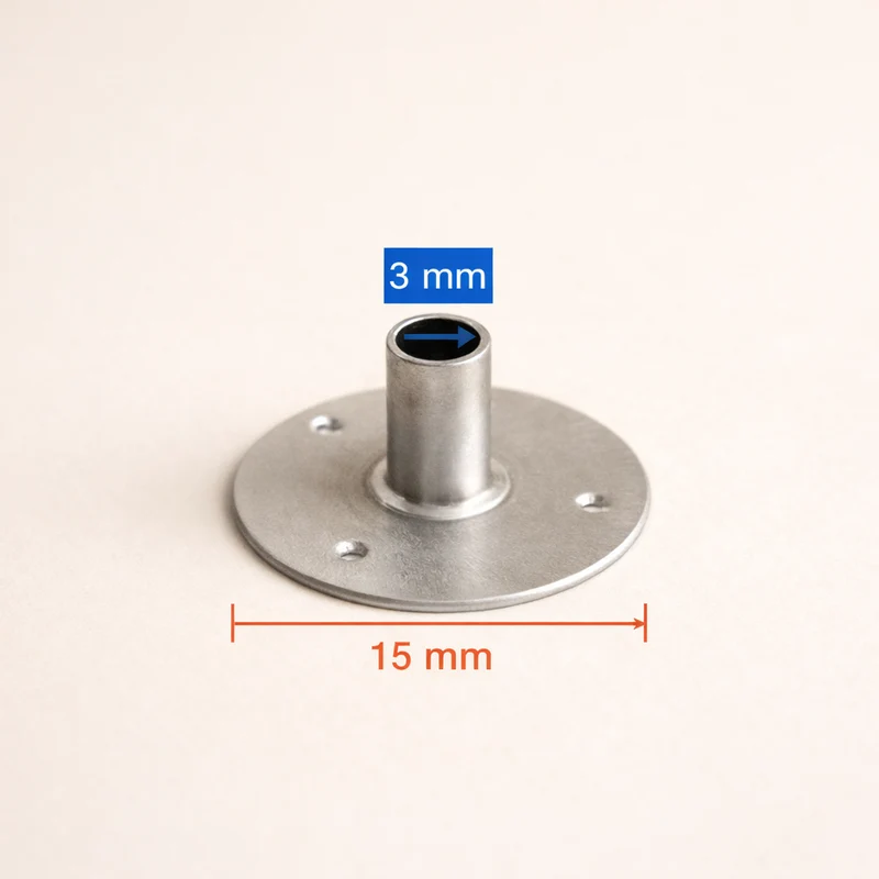 Supporto stoppino metallico (wick sustainer) , 3,0 x 3,4 x 14,5 mm , foro diametro 3 mm, 100 gr ( 425 pz circa)