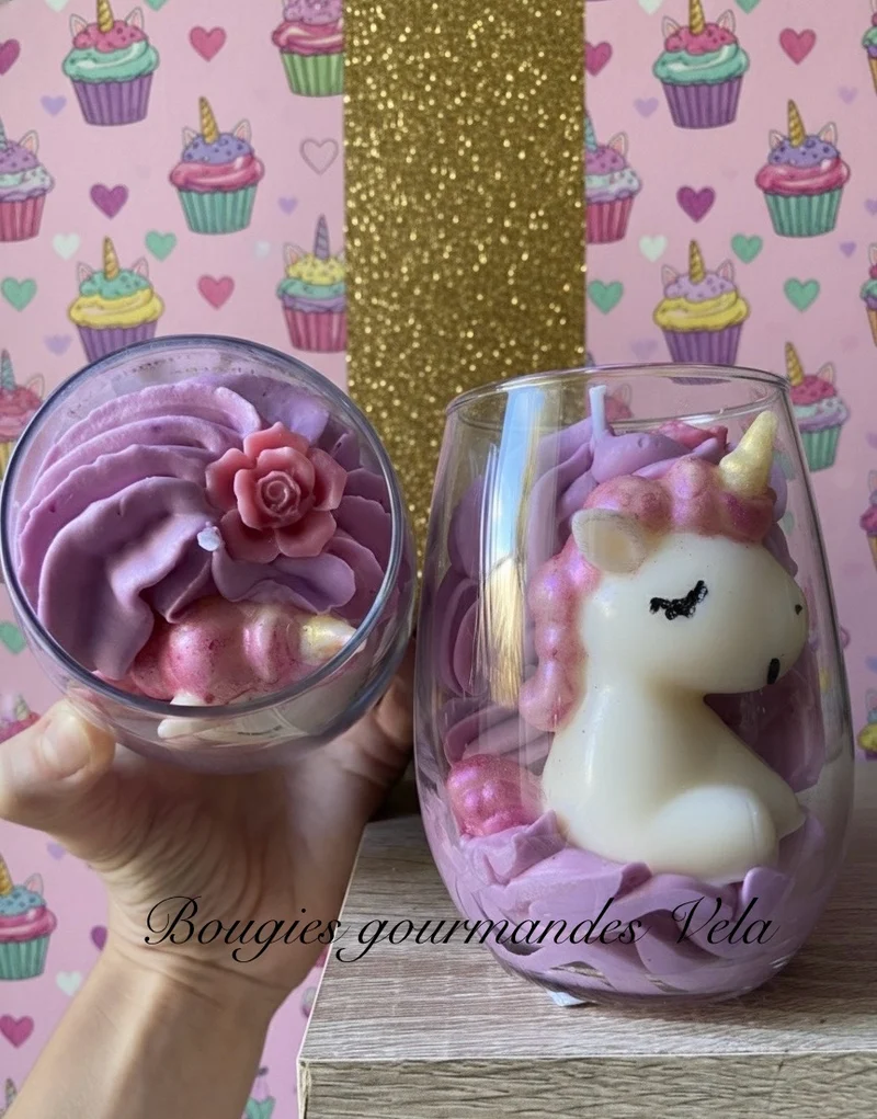 Bougie gourmande Bougie licorne Bougie parfumée Bougie chantilly Bougie artisanale Bougie végétale Idée cadeau
