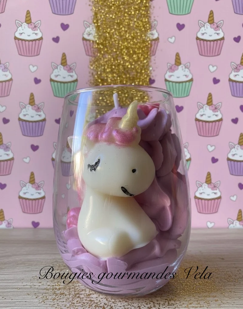 Bougie gourmande Bougie licorne Bougie parfumée Bougie chantilly Bougie artisanale Bougie végétale Idée cadeau