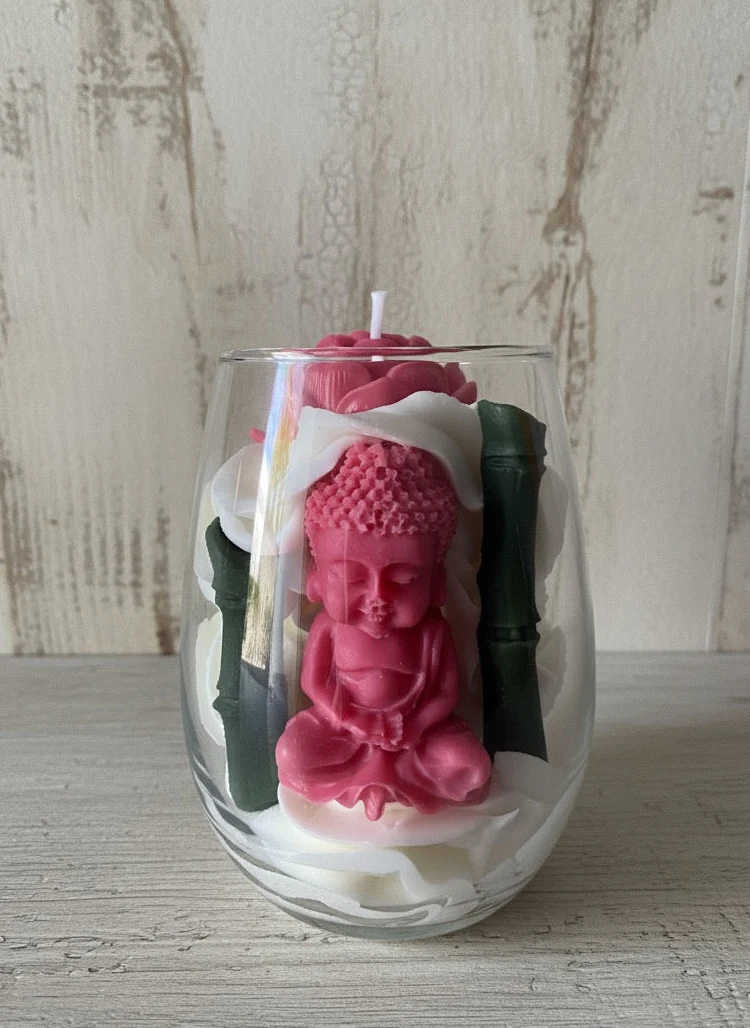 Bougie gourmande Bougie bouddha lotus bambou Bougie parfum relaxant Bougie chantilly Bougie artisanale Bougie végétale Idée cadeau