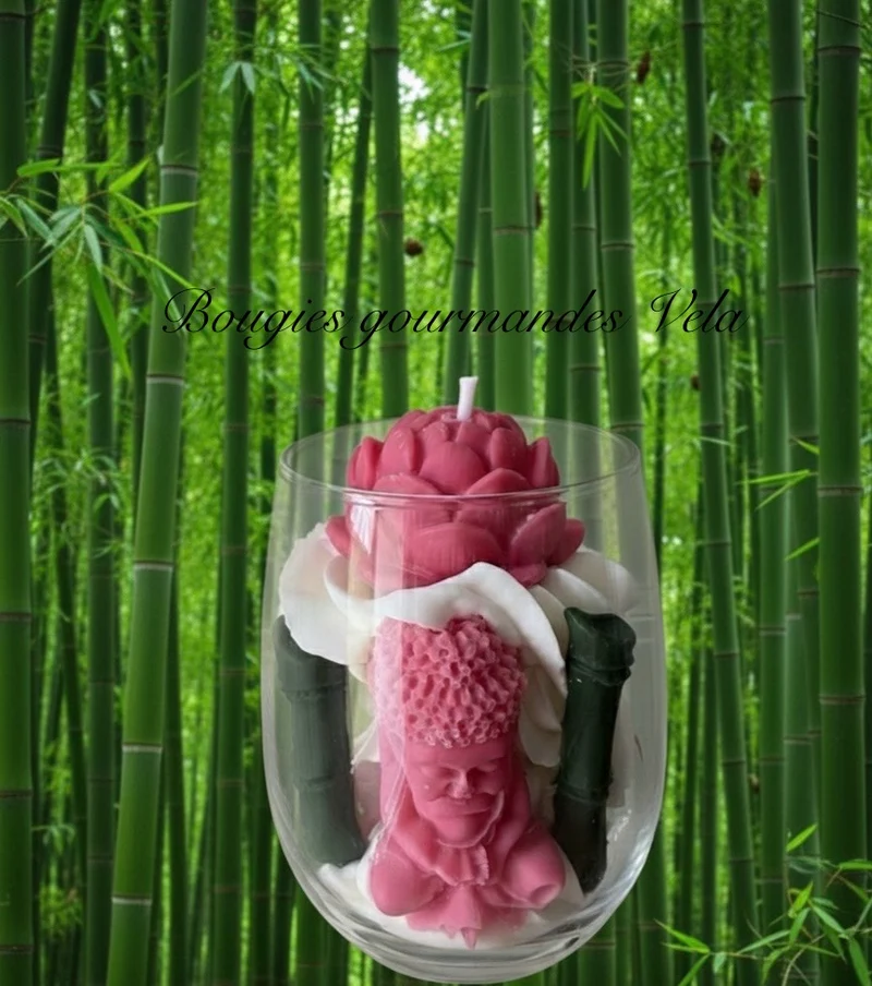 Bougie gourmande Bougie bouddha lotus bambou Bougie parfum relaxant Bougie chantilly Bougie artisanale Bougie végétale Idée cadeau