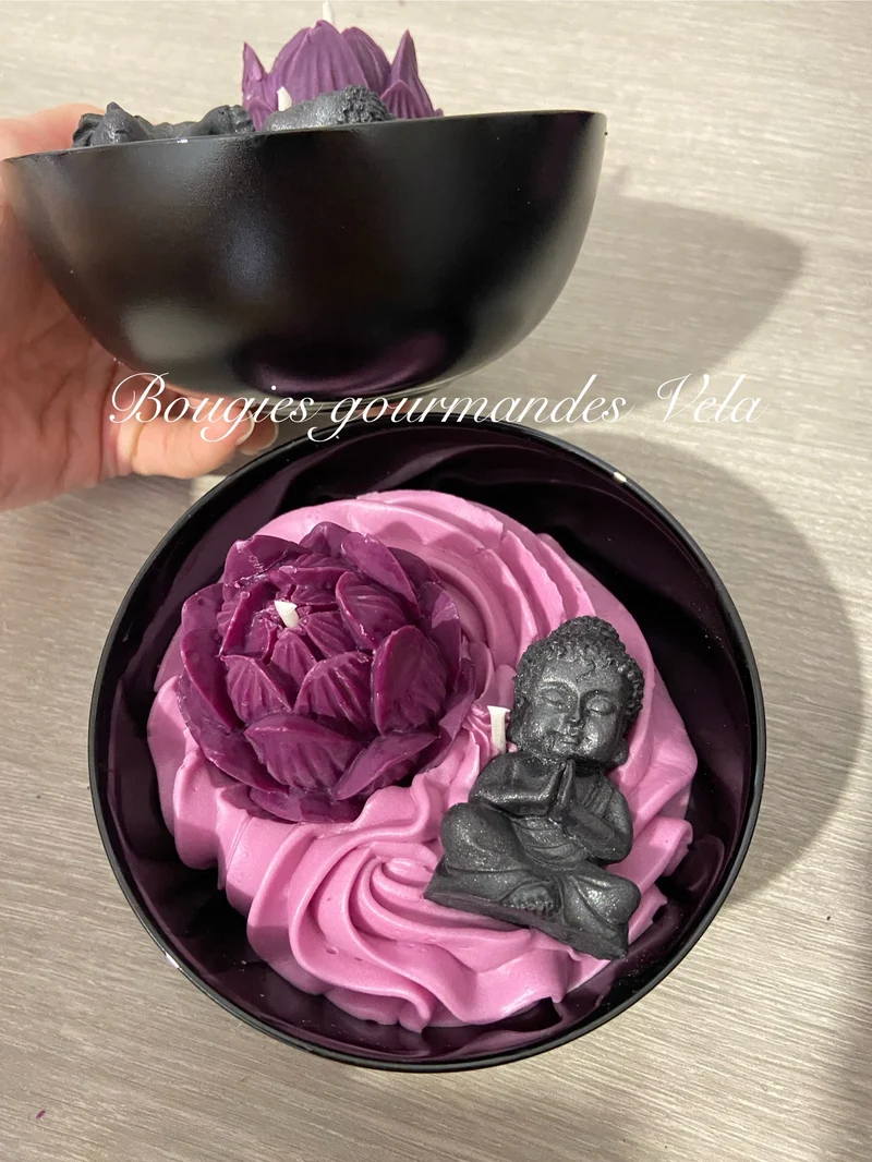 Bougie fleur lotus bouddha Bougie fleurie Bougie parfumée fruits rouges Bougie naturelle Bougie végétale Idée cadeau