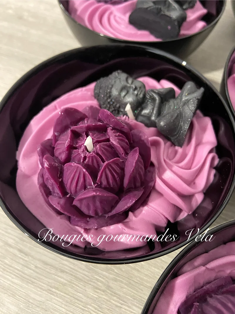 Bougie fleur lotus bouddha Bougie fleurie Bougie parfumée fruits rouges Bougie naturelle Bougie végétale Idée cadeau
