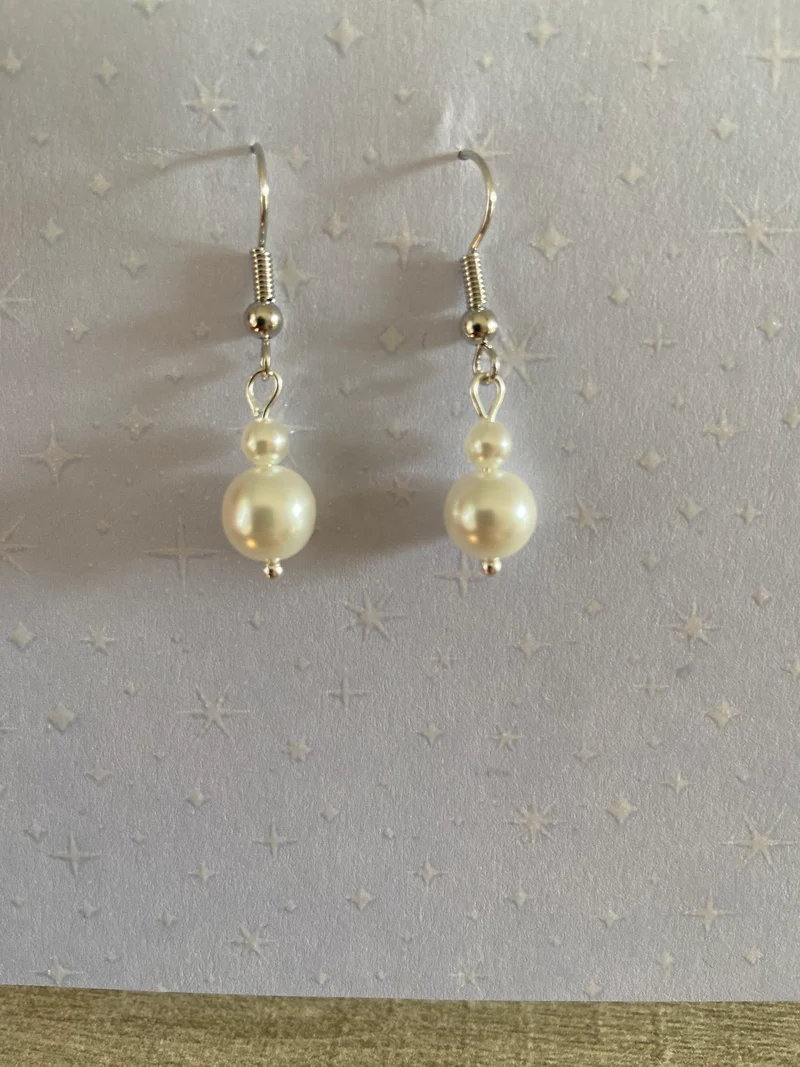 Boucles d’oreilles mariee perles nacrées blanches Bijoux mariage Bijoux mariee